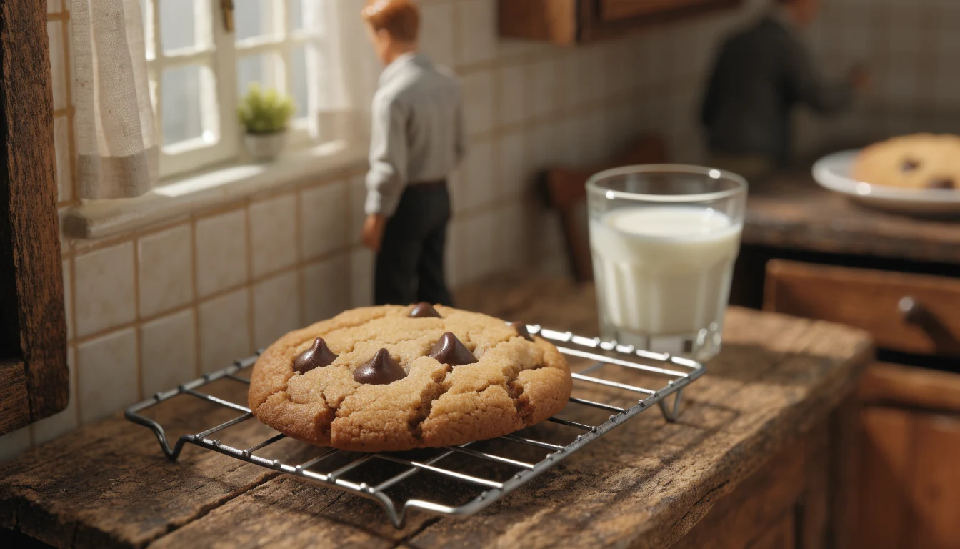 Chocoladekoekje op een rooster in een zonnige keuken